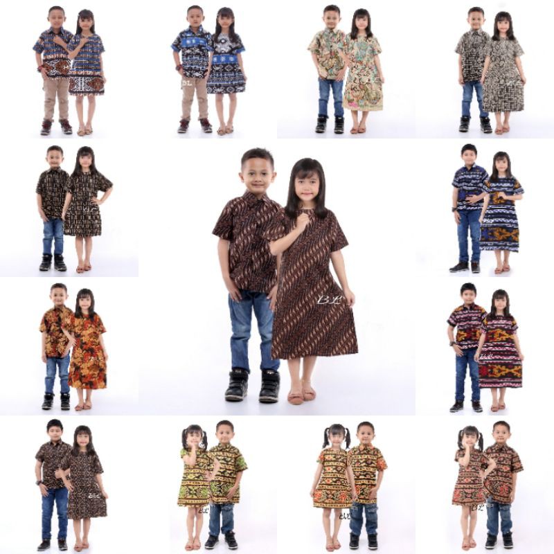 Baju Batik couple Anak cowok Cewek umur 4-11th