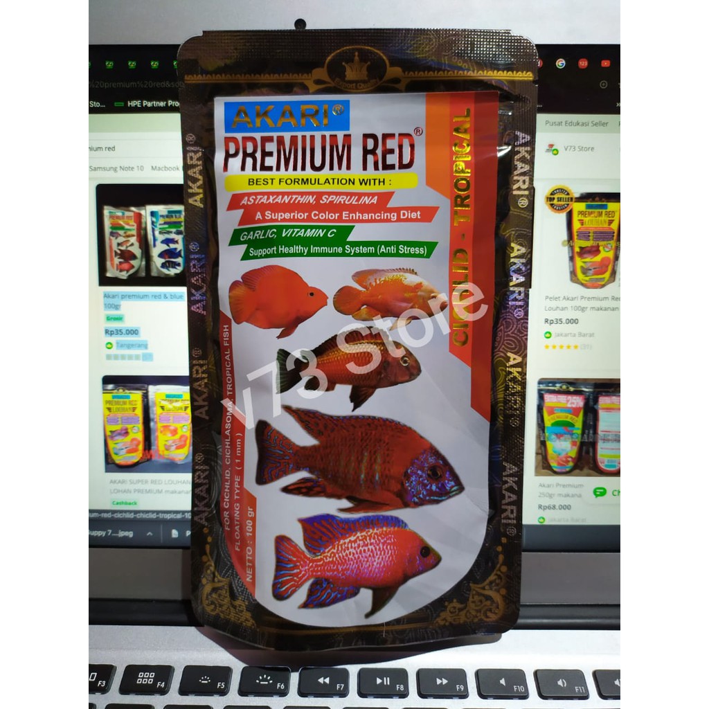 AKARI PREMIUM RED CICHLID - TROPICAL FISH, FLOATING (1 mm) 100gr