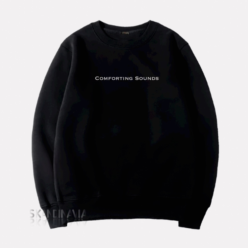 Crewneck pria crewneck wanita sweater crewneck erigo skandinavia hitam jumbo m l xl xxl