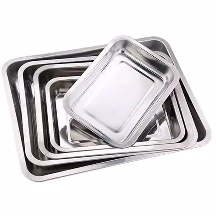 Nampan Stainless Persegi Tebal Baki Kotak Serbaguna Stenlis Steel Baking Tray Tatakan Saji Murah