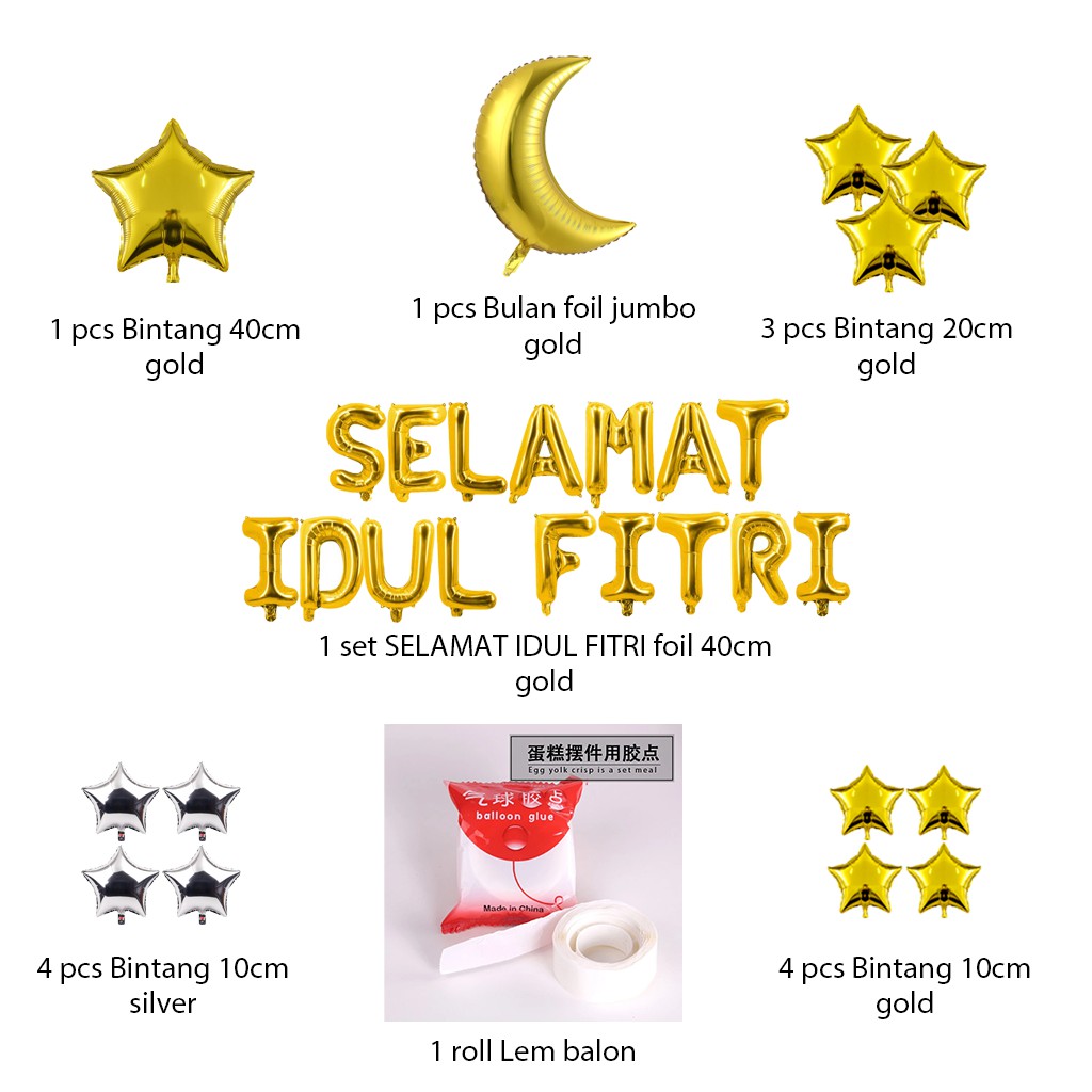 [PAKET] RAMADHAN Set IDUL FITRI BULAN BINTANG Balon Dekorasi Lebaran