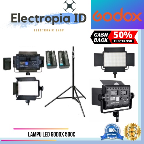 LAMPU LED GODOX 500C - PAKET VIDEO LIGHTING STUDIO GODOX 500C