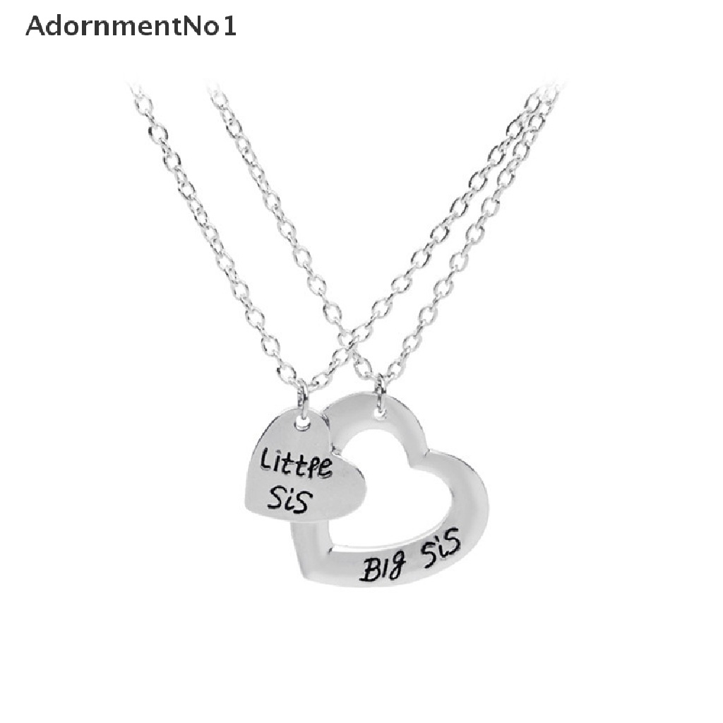 (AdornmentNo1) 2pcs / Set Kalung Rantai + Liontin Motif Tulisan Big / Little Sister Untuk Perhiasan Wanita