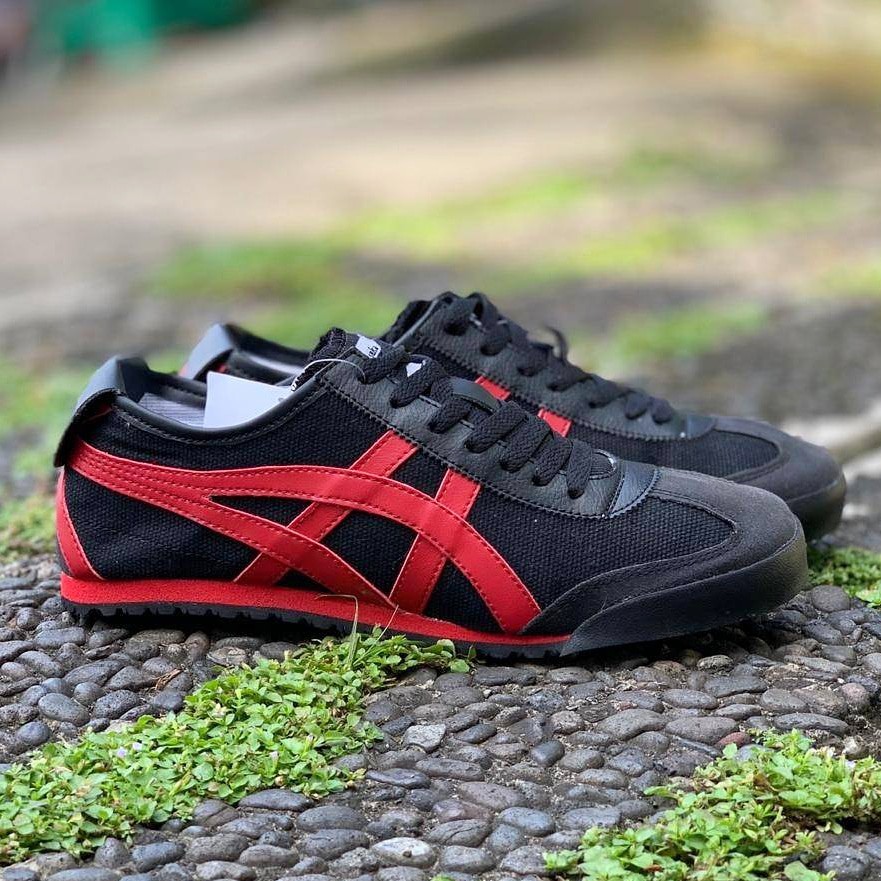 TERMURAH Sepatu Asics Tiger Men Black Red