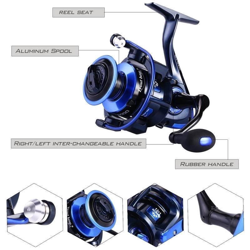 Sougayilang Gulungan Pancing Berputar 13 + 1BB Ringan Ultra Halus Aluminium Sea Fishing Reel