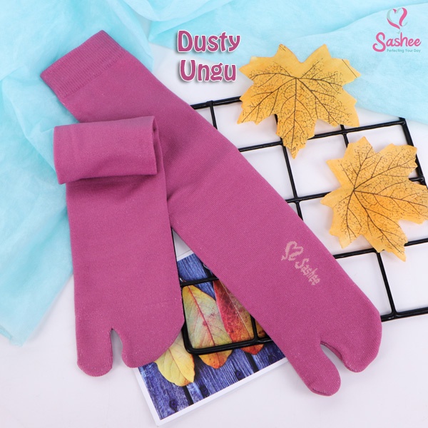 Kaos Kaki Wanita Jempol Dewasa Panjang Warna Polos Muslimah Sashee Original Sepasang All Size-Dusty Ungu