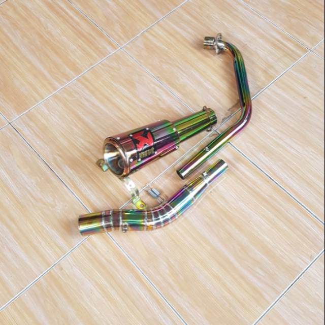 KNALPOT RACING R 15 NEW AKRAPOVIC GP ROSI RAINBOW FULL SET