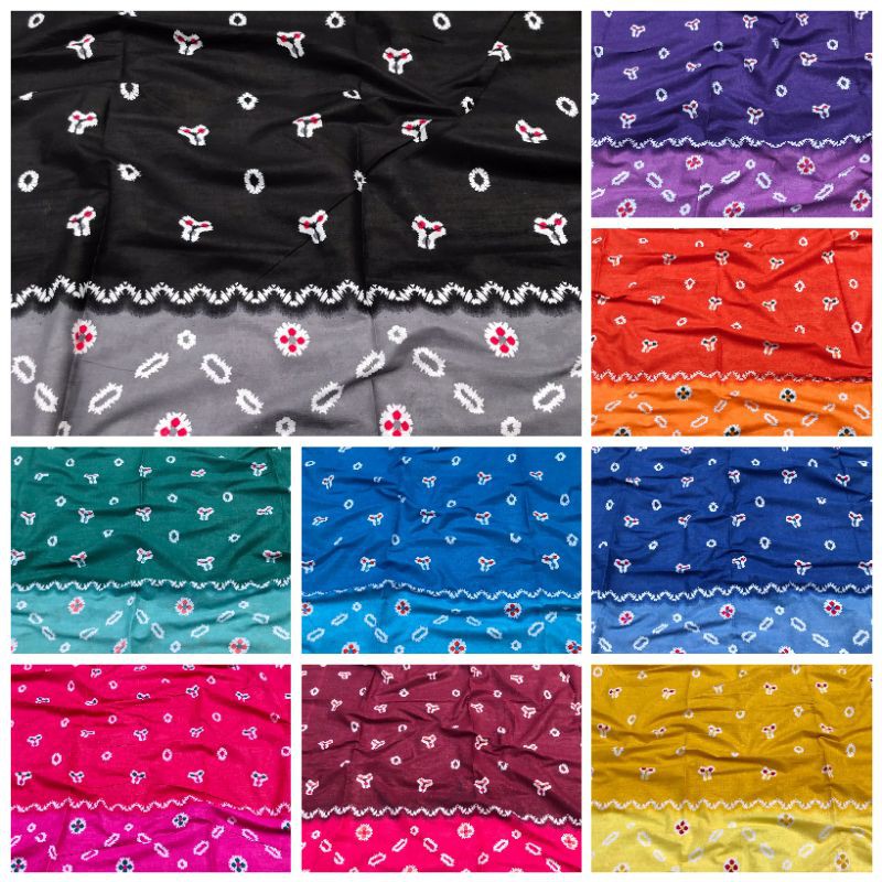 Kain batik pekalongan motif jumputan hits hitam ungu oren hijau biru merah kuning DC1 jumputan cengk