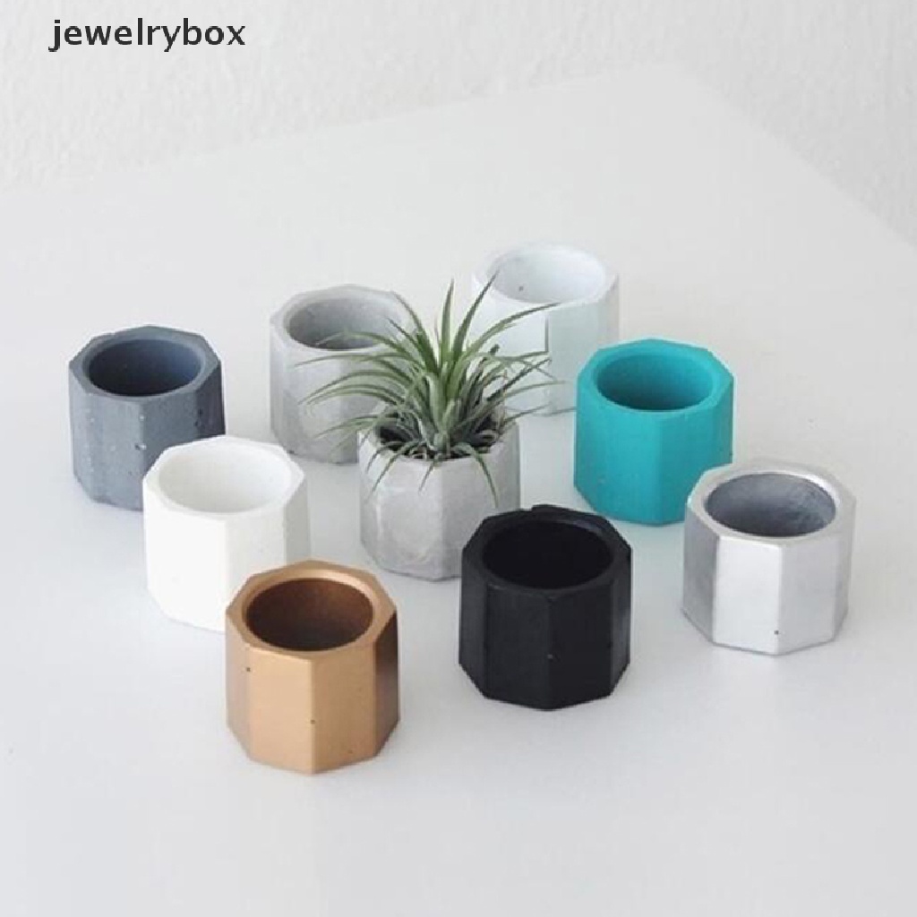 (jewelrybox) Cetakan Pot Bunga / Semen Bentuk Geometri Bahan Silikon