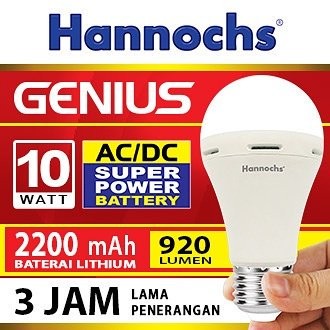 Lampu LED hannochs genius emergency / magic ac dc 10w 10 watt