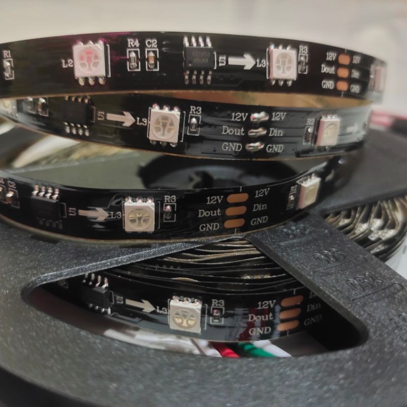 LED strip ws2811 ip30 PCB blak DC 12 volt 150 LED 1 roll 5 mtr indoor