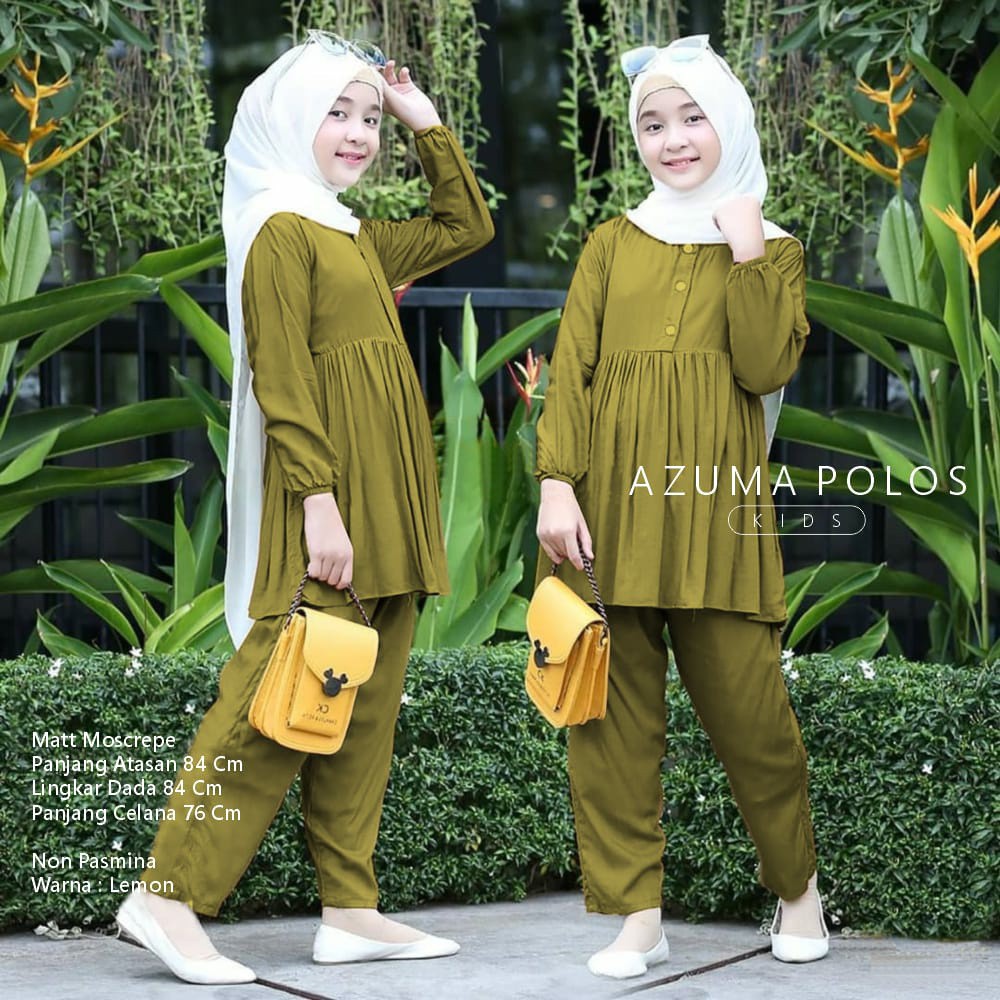 AS FASHION-REALPICT-SETELAN BAJU TUNIK DAN CELANA ANAK PEREMPUAN MUSLIM-SET OOTD ANAK-SETELAN HIJAB