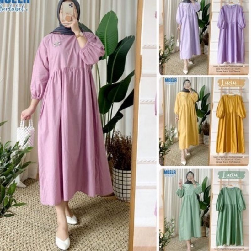 Lucia midi dress fashion muslim remaja wanita