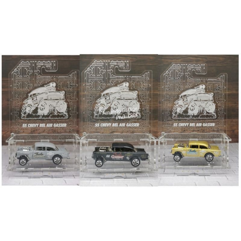 Hot Wheels 55 Chevy Bel Air Gasser tuske LOOSE with acrylic display Grey Black Silver Gold Hitam Abu