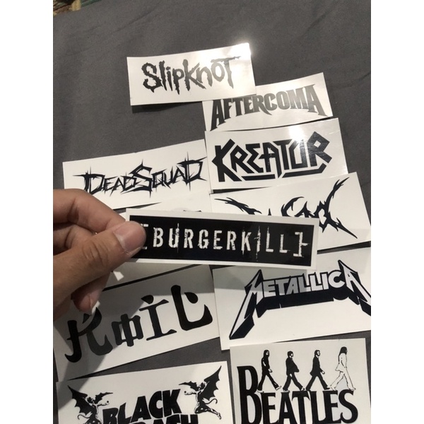 stiker pack band metal indo dan barat satu set untuk tempel di gitar helm motor kulkas koper laptop dll