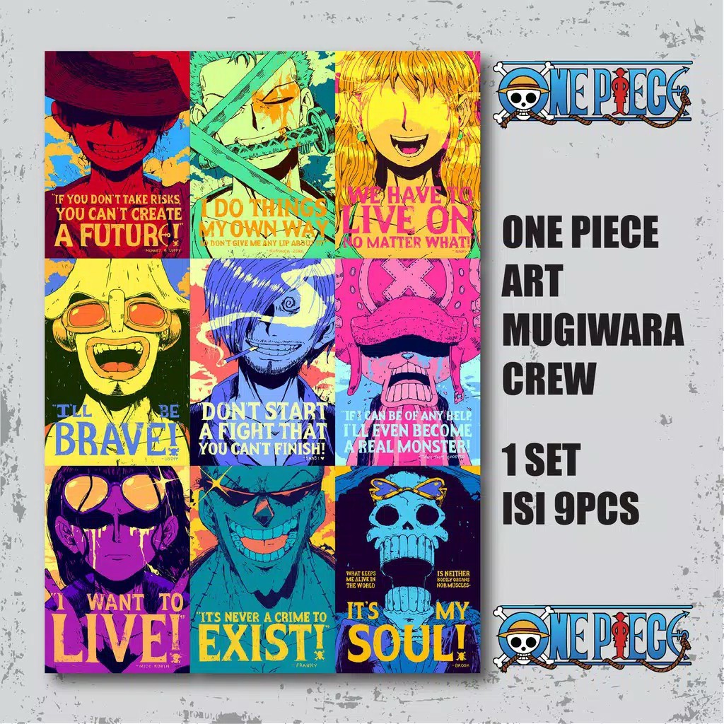 Poster Bounty One Piece 1SET KRU ISI 10PCS SIZE A4-MUGIWARA QUOTES