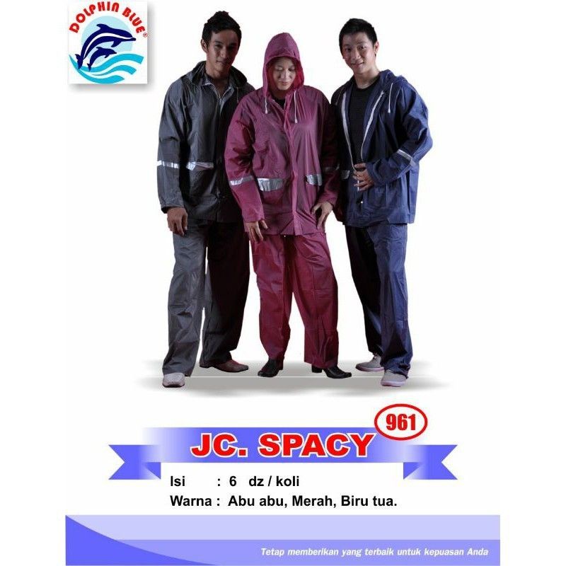 Jas Hujan Raincoat Mantel Hujan Murah Jaket Celana SPACY Dolphin Blue 961 Scotchlight