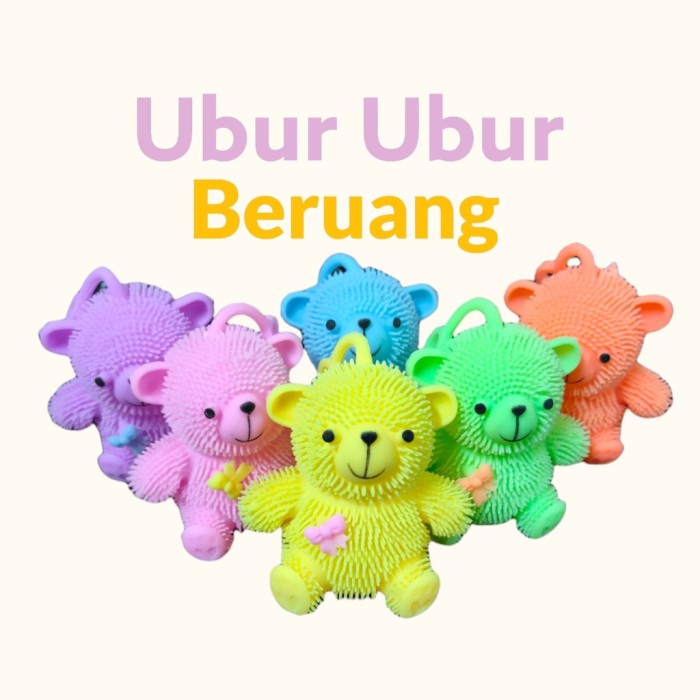 mainan bayi &amp; anak yoyo Ubur beruang lucu happy hati love teddy bear Lampu led Karet jelly mainan stress