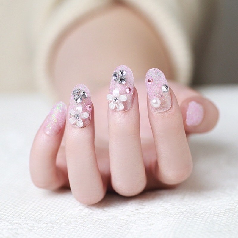 Kuku Palsu 【A37，lem sticker dalam】Nikah kuku Wedding False Nailart Pengantin Tanganwa