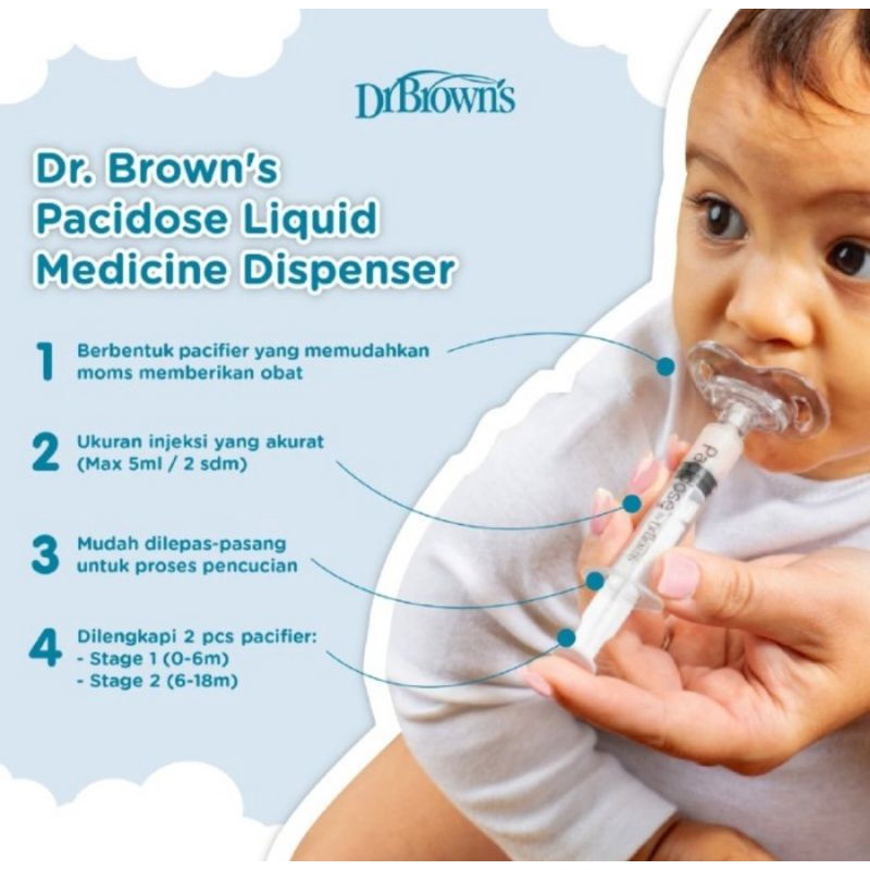 Dr.Brown's Pacidose Liquid Medicine Dispenser - Combo Pack Pacifier/Pipet Obat Bayi