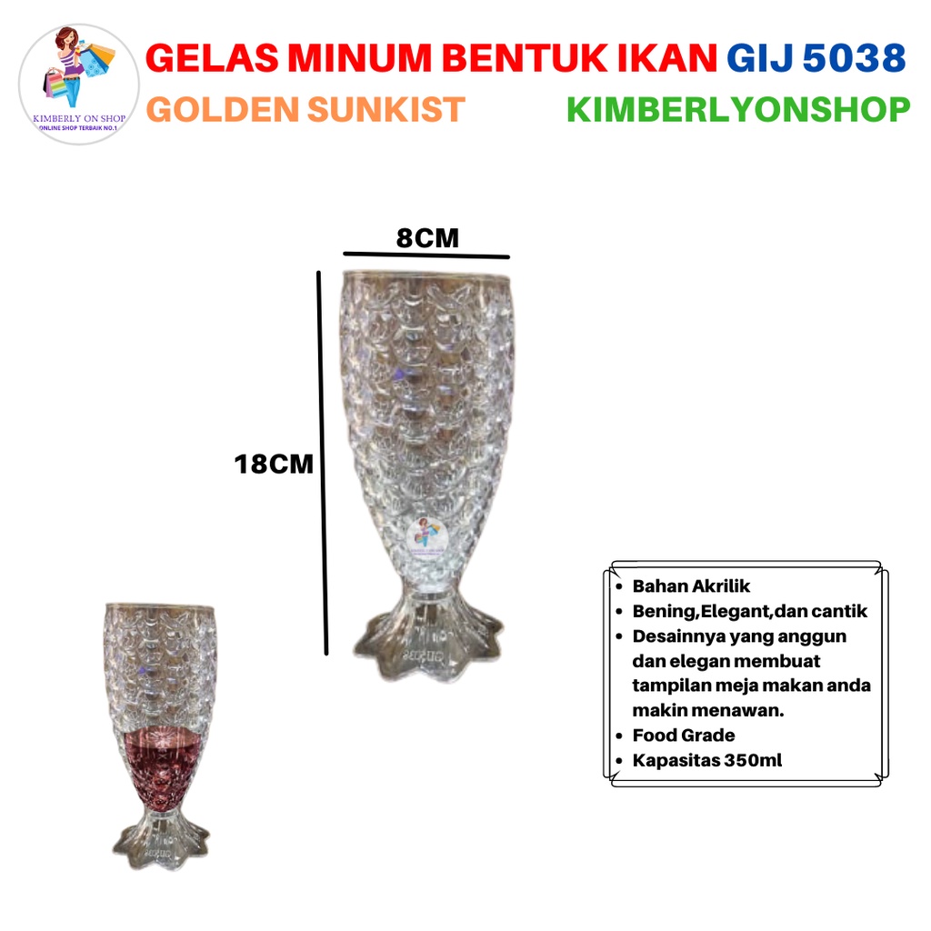 Gelas ikan bening GIJ 5038 Golden Sunkist