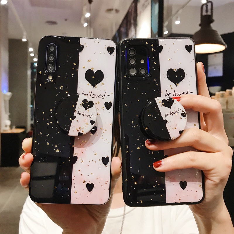 Soft Case OPPO F9 A7 A5S A12 A11K A3S A5 A9 2020 A33 A53 2020 Lovely Black White Heart