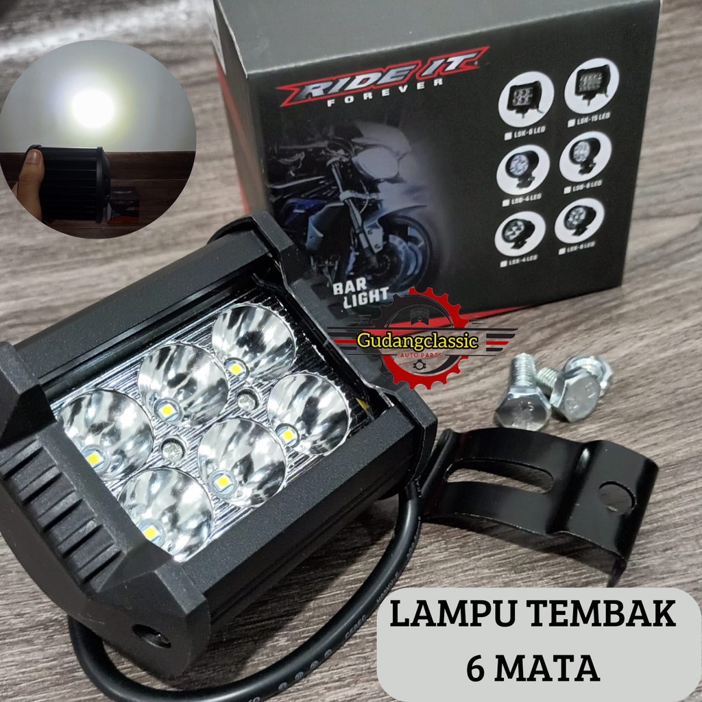 LAMPU TEMBAK SOROT LED 6 15 MATA KOTAK FLASH RIDE IT
