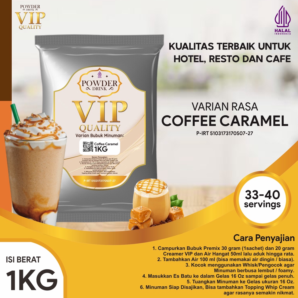 

Bubuk Minuman Kualitas VIP Rasa Coffee Caramel 1 Kg Kopi Karamel Bubuk Minuman Kelas VIP Boba Drink Powder