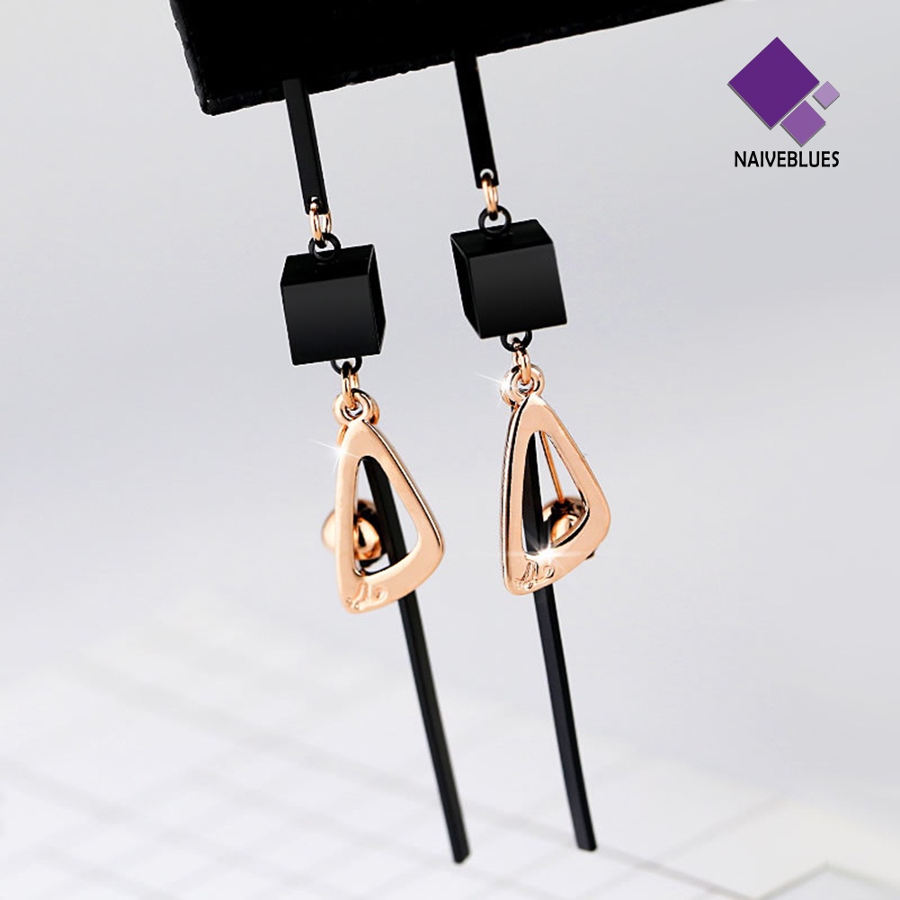 Naiveblue Anting Tusuk Gantung Panjang Desain Geometri Aksesoris Wanita