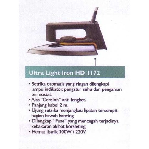 Setrika Philips HD-1172 ringan | HD1172  Garansi Resmi