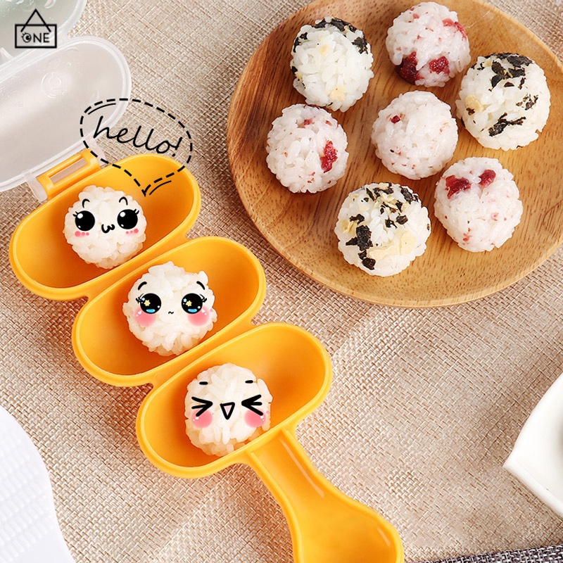 COD❤️Cetakan Nasi Rice Ball Mold Bento Bola Bulat Gulung Plus Centong Rice Ball Shaker Bayi Bento Non-stick Bahan Plastik Untuk Dapur