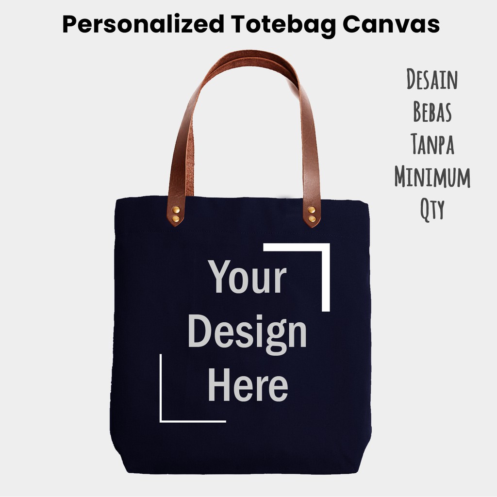 Personalized Custom Totebag Canvas With Synthetic Leather Bisa Request Desain sendiri by crion