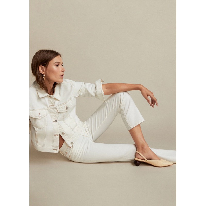 Mango buckle sling back leather pointed shoes