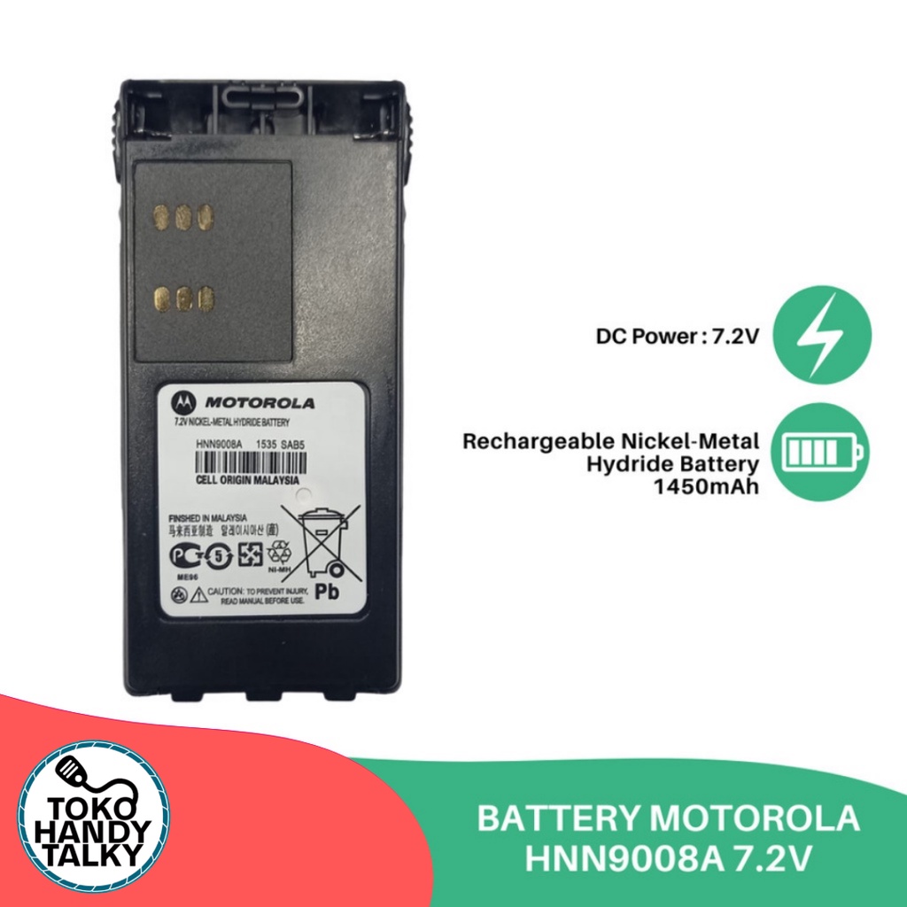 BATTERY HANDY TALKY MOTOROLA HNN9008A 7.2V