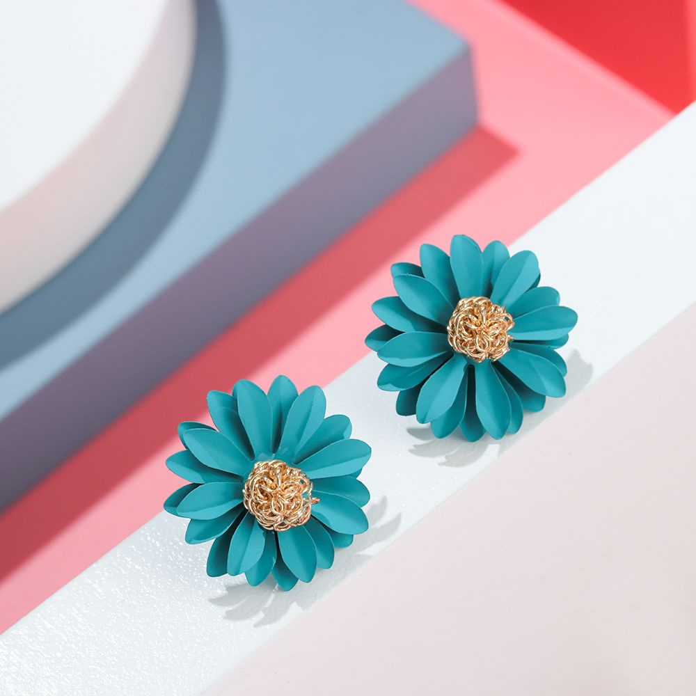 CHOOKEY Anting Stud Desain Bunga Besar Warna-Warni Gaya Korea Untuk Wanita