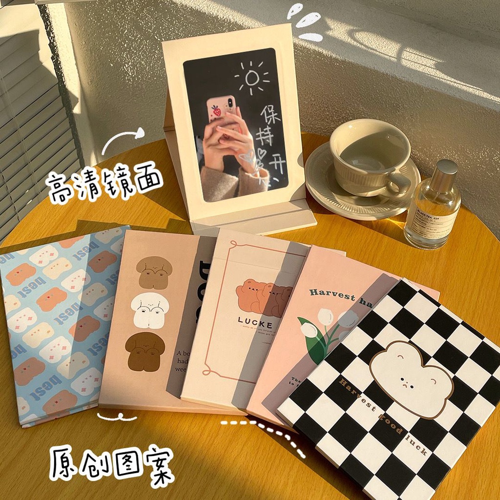 READY!!! CERMIN LIPAT COVER LUCU / KACA BUKU PORTABLE / KACA CERMIN LIPAT MODEL BUKU / KACA RIAS KARTUN ESTETIK / FOLDABLE MIRROR PORTABLE / KACA MAKE UP RABBIT BEAR / CERMIN KACA RIAS LIPAT / CERMIN TRAVELLING / TRAVEL MIRROR SQUARE / MAKEUP MIRROR