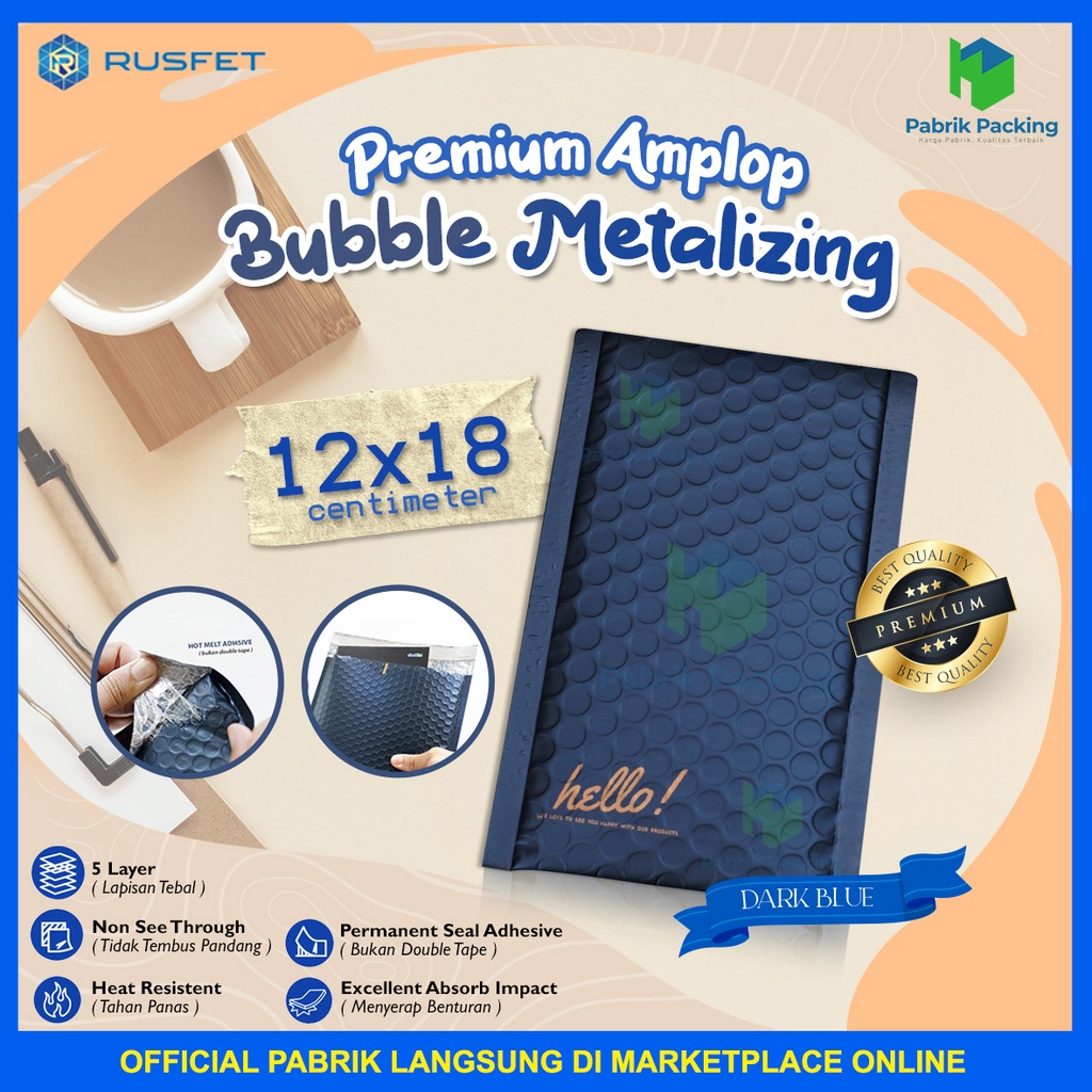

Amplop Bubble Murah | Bubble Mailler Metalizing | Polly Bubble Packing Premium Dark Blue 12x18cm Satuan