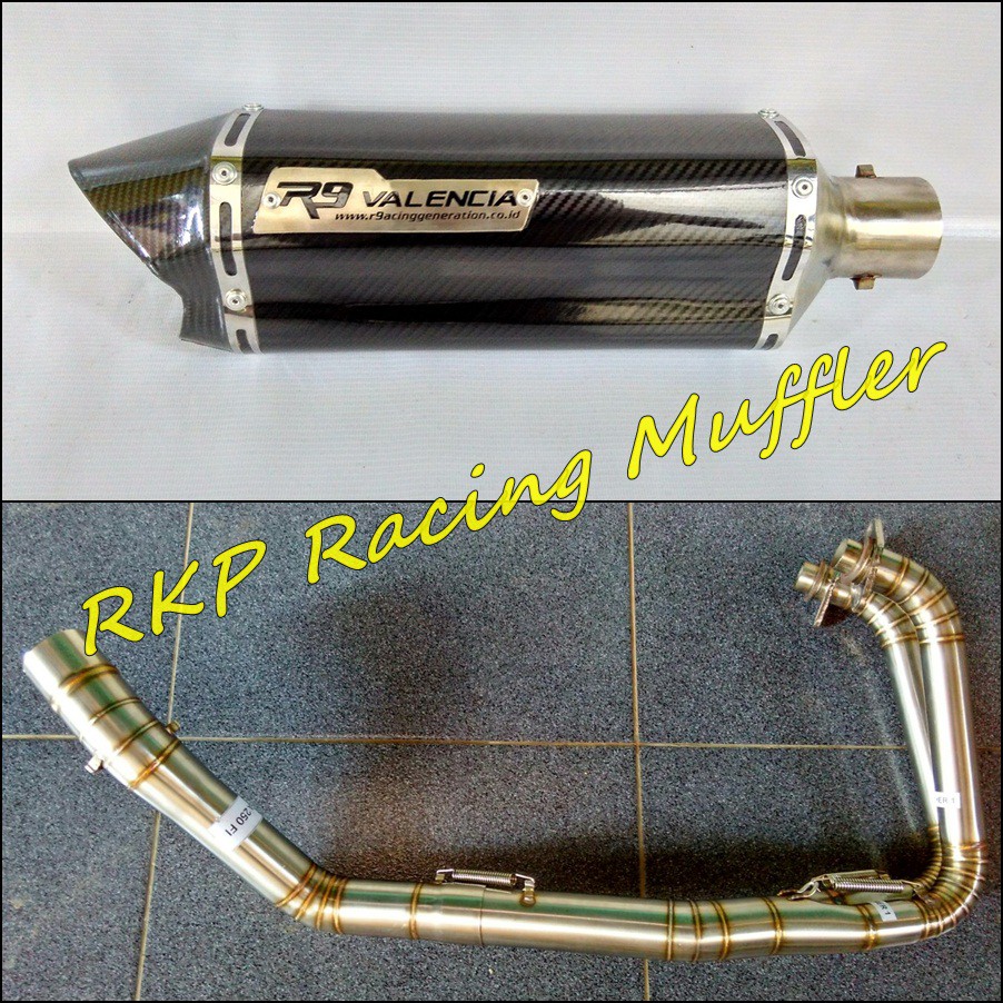 Knalpot R9 valencia carbon stainless steel untuk motor CBR250RR - Ninja 250 R / Fi - R25 - MT25