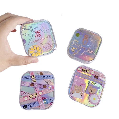 JY CL5 Case Lensa Mini Softlens/Wadah Soflen Hologram/Motif Beruang Imut/Travelkit/Import Harga Terjangkau