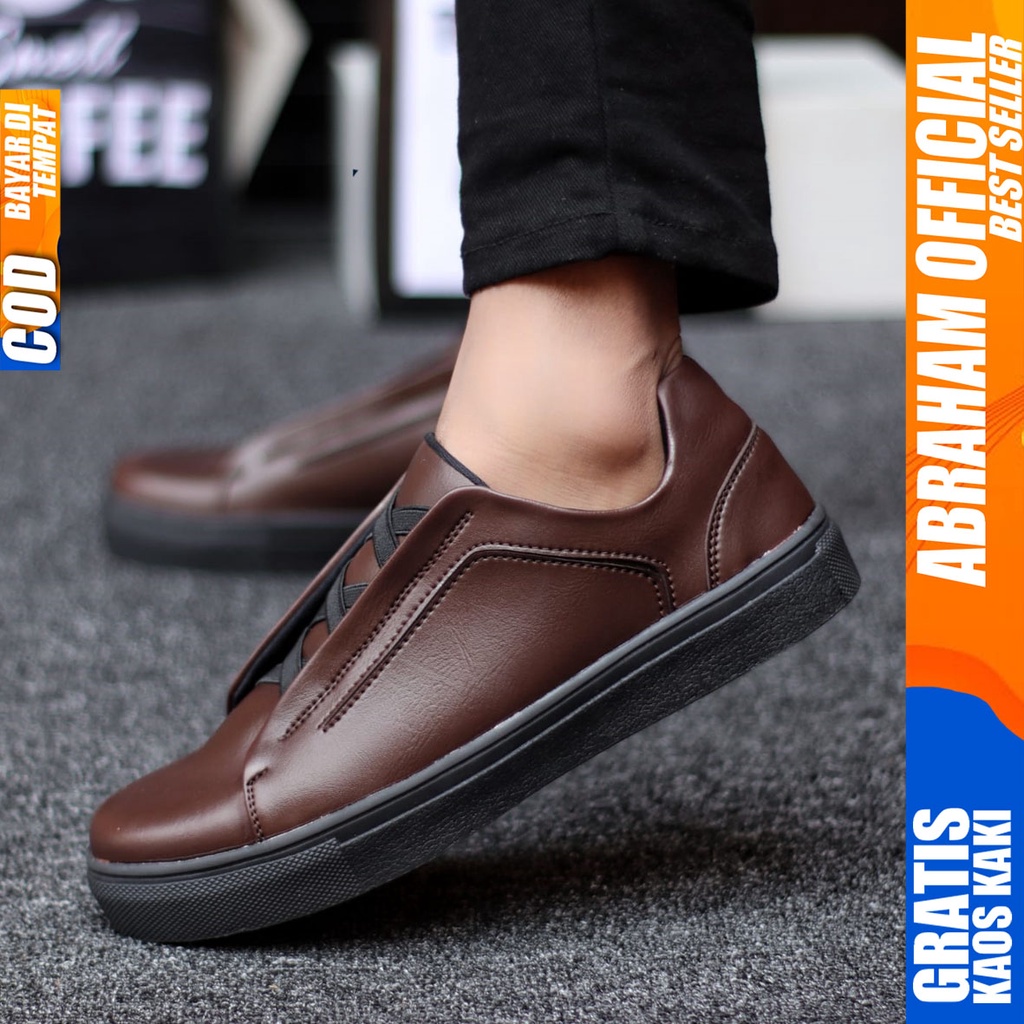 Abraham Tajima - Sepatu Sneakers Casual Pria Kerja Santai Hitam