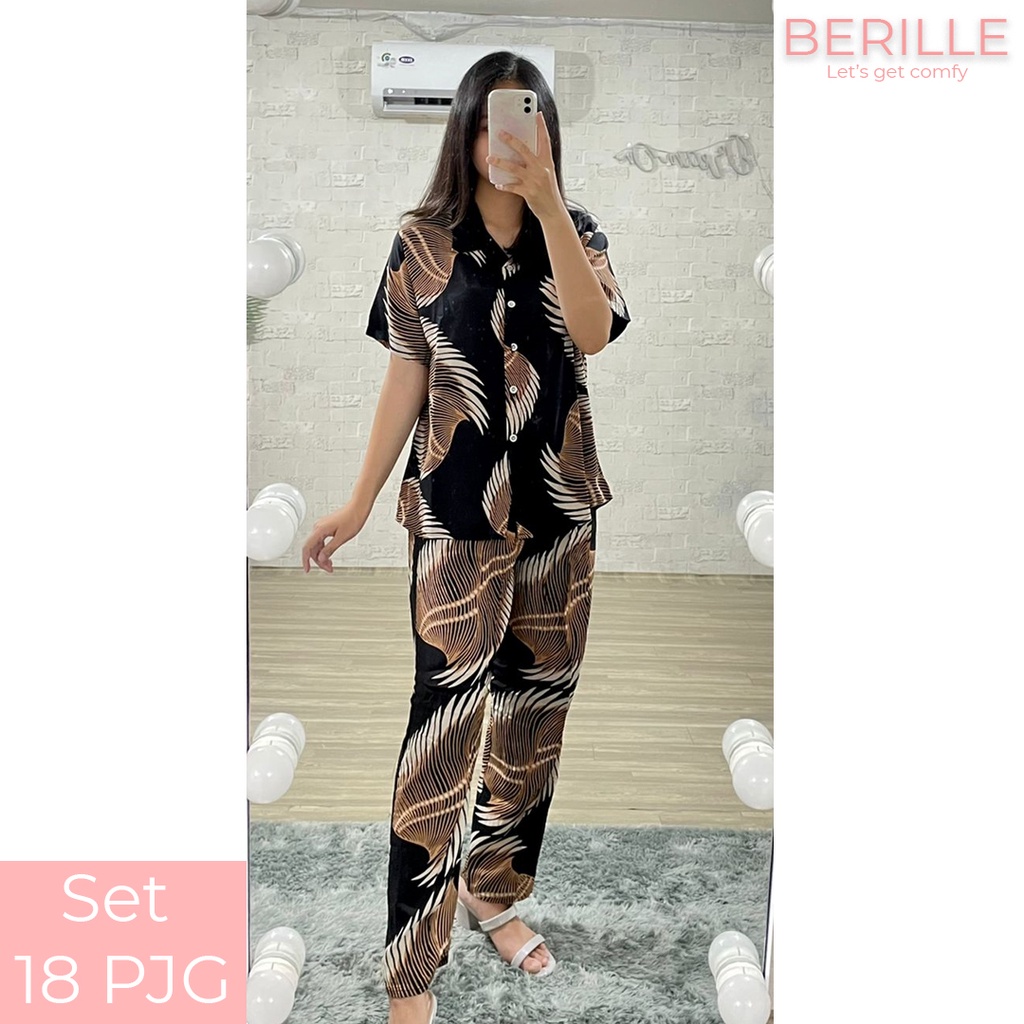 Piyama set Rayon Wanita / Setelan Piyama Wanita Motif / Piyama Rayon Viscose /  Piyama Motif Rayon Viscose Premium Termurah /Piyama Wanita Dewasa / Pajamas / Baju Tidur Wanita / Piyama setelan rayon viscose  (COD)-Set 18 PJG