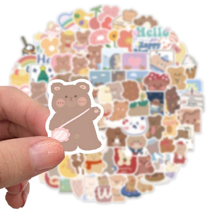 Stiker Kartun Beruang Lucu Anti Air / Stiker Bear Korea Lucu Anti Air