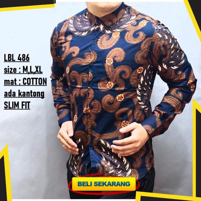 KEMEJA BATIK PRIA SLIM FIT KEMEJA BATIK PRIA LENGAN PANJANG LBL486