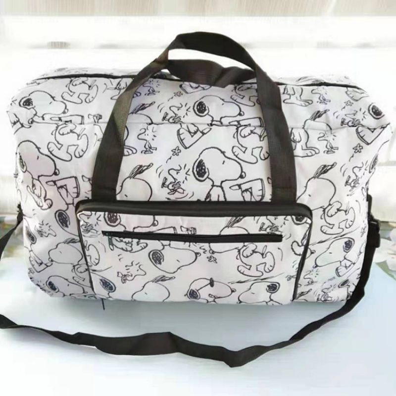 Travel bag tas lipat tas atas koper motif Mickey Stitch Donald Snoopy Sinchan