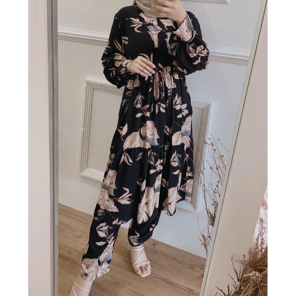 INDIRA ONE SET / OMYRA ONE SET / STELAN WANITA-CHILA BLACK