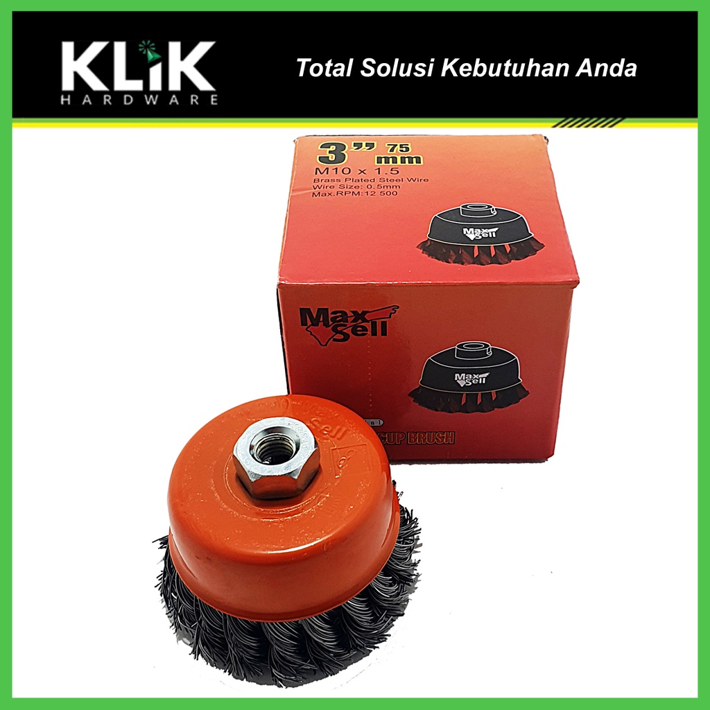 Sikat Mangkok Kepang Kawat Gerinda 3 Inch Grinder Twisted Wire Cup Brush