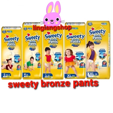 Sweety Bronze Pants X pert S36+2 M32 / L28 / XL26 / XXL24  S M L XL XXL popok celana (no.64)