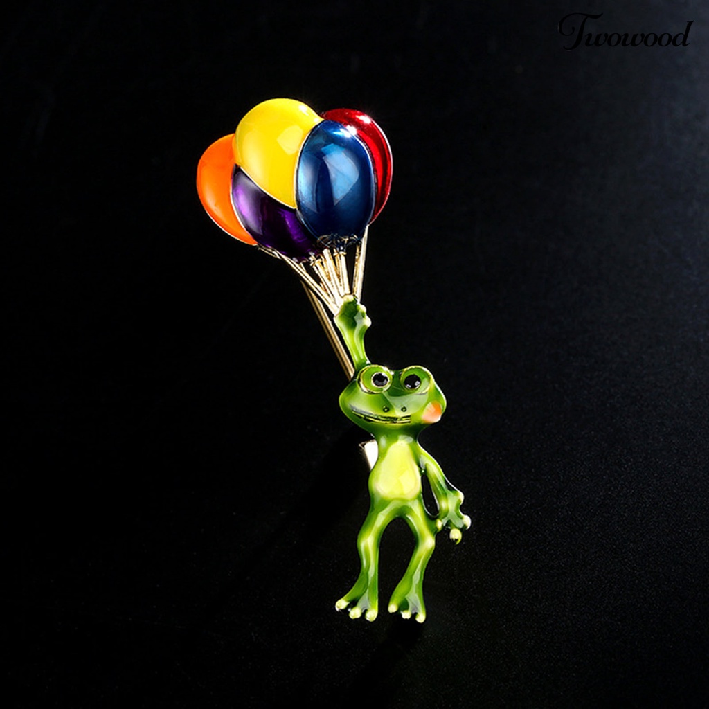 Twowood Brooch Pin Colorful Balloons Frog Cute Jewelry Long Lasting All Match Brooch Birthday Gifts