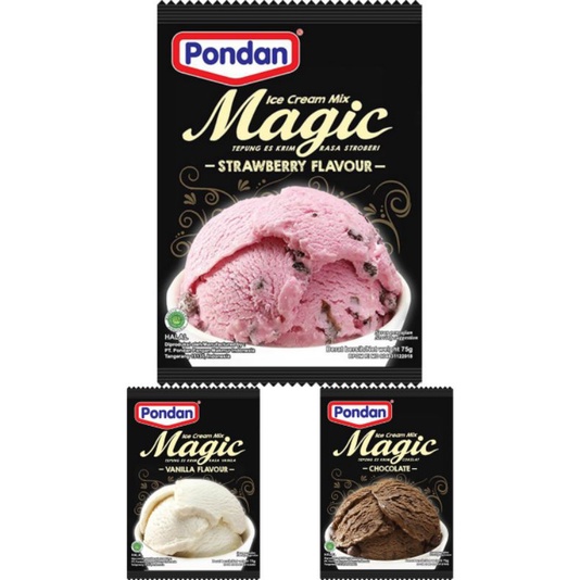 

Pondan Ice Cream Mix Magic 75gr/Chocolate/Strawberry/Vanilla