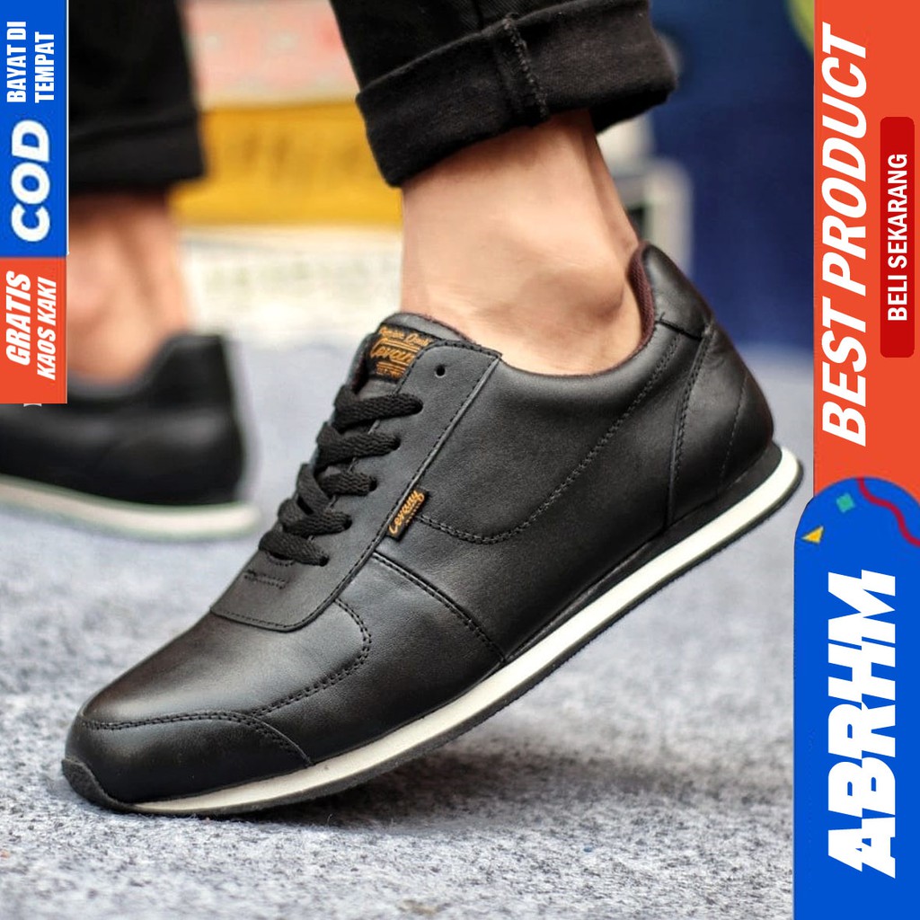 ABRHM X MORLY Sepatu Casual Sneakers Pria Sepatu Pria Casual Sneaker Kulit Asli Ori Cowo/Cowok Keren Sepatu Kasual Kerja Kuliah Gaya Santai Keren Kekinian Original Murah Terlaris